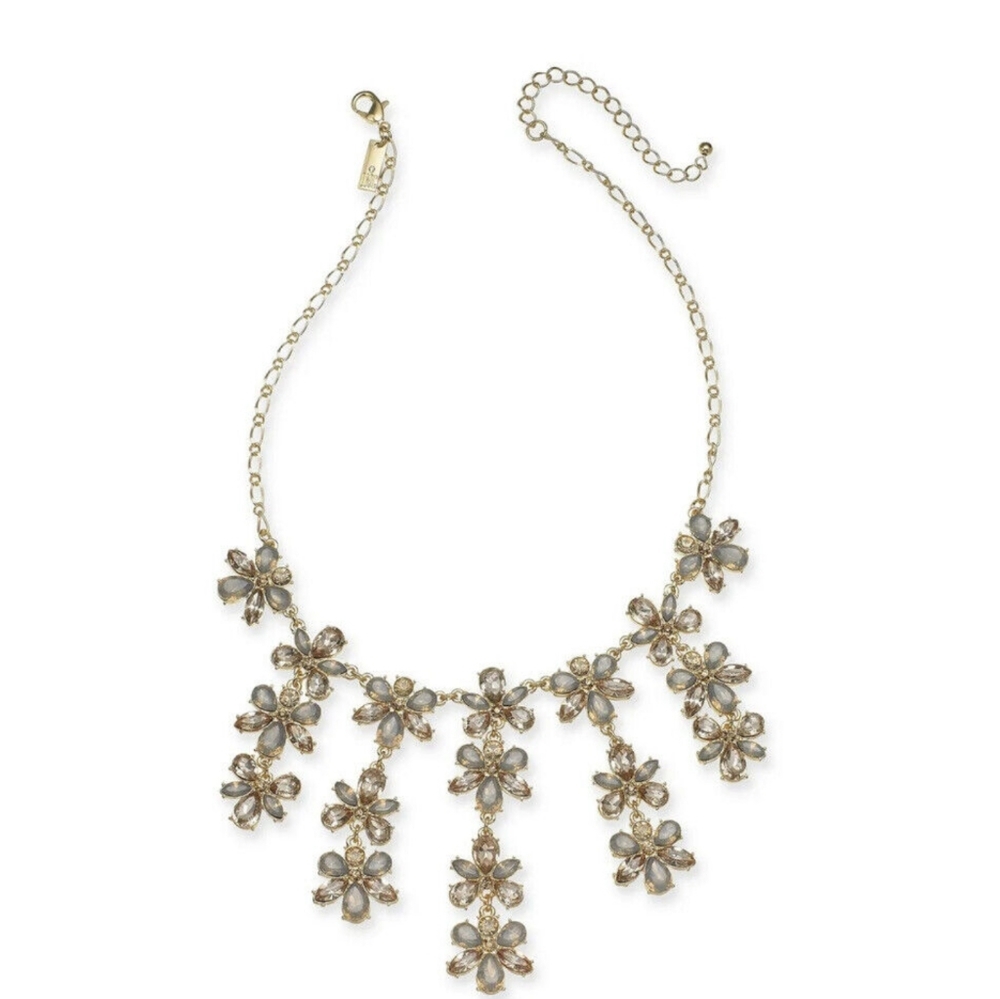 INC Gold Tone Crystal Flower Necklace